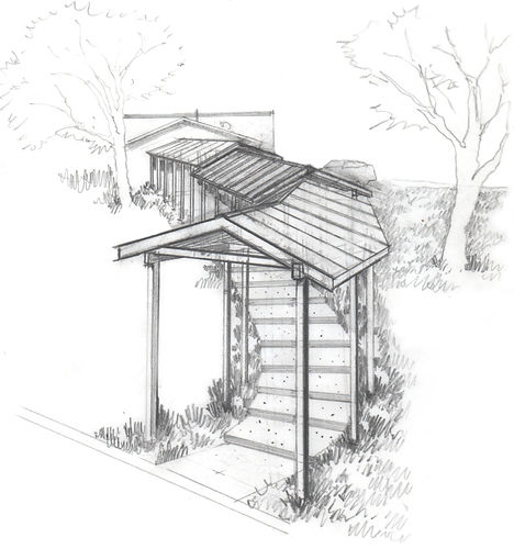 The residential project by Arkitek, is an amalgamation of modern materials, environmentally sensitive construction and a progressive plant palette that evokes a natural site. The house is oriented on the intersection of (3) axes towards a prominent southerly view. This allows for both light and scenic views to permeate each space.