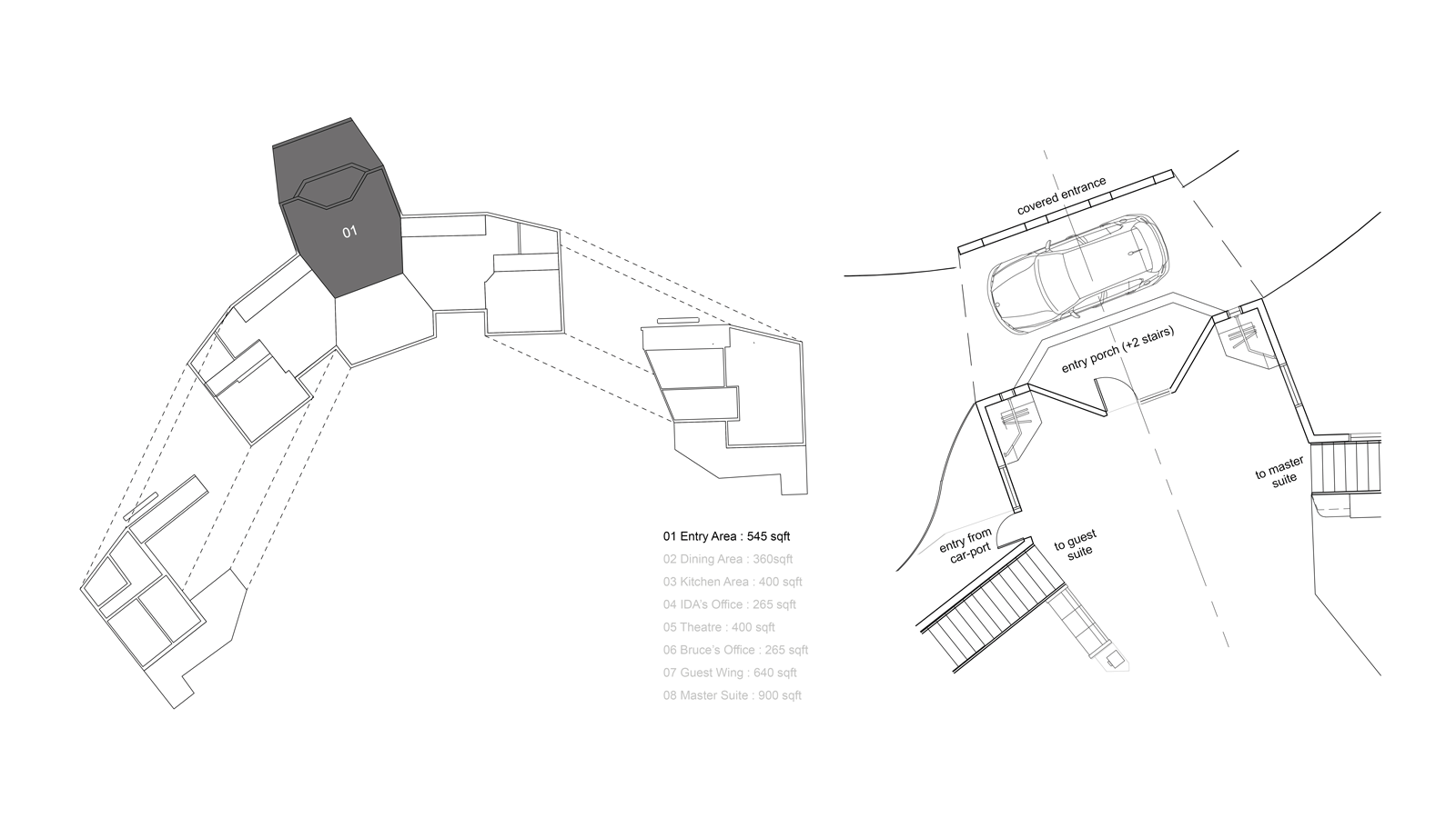 The residential project by Arkitek, is an amalgamation of modern materials, environmentally sensitive construction and a progressive plant palette that evokes a natural site. The house is oriented on the intersection of (3) axes towards a prominent southerly view. This allows for both light and scenic views to permeate each space.