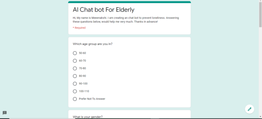 google form for elderly created on AIClub