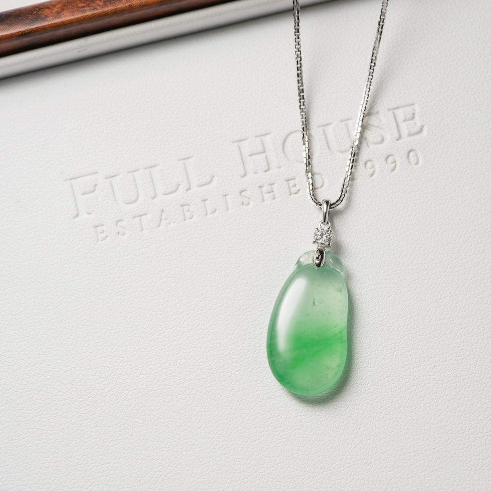 縮圖：冰種翠綠玉墜《花件》(已蒙蒐藏）