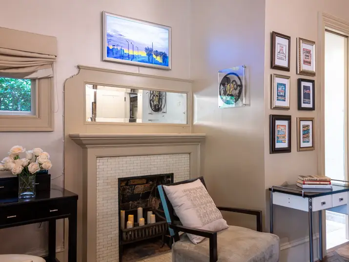 Luxury guest room with elegant furnishings at Stonehurst Place boutique inn in Atlanta