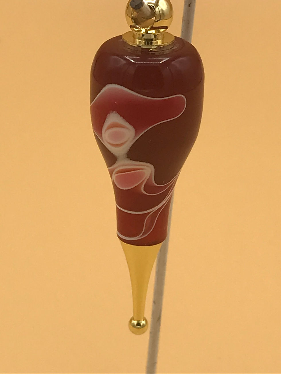 Ornament, Wine w/red & white swirl acrylic