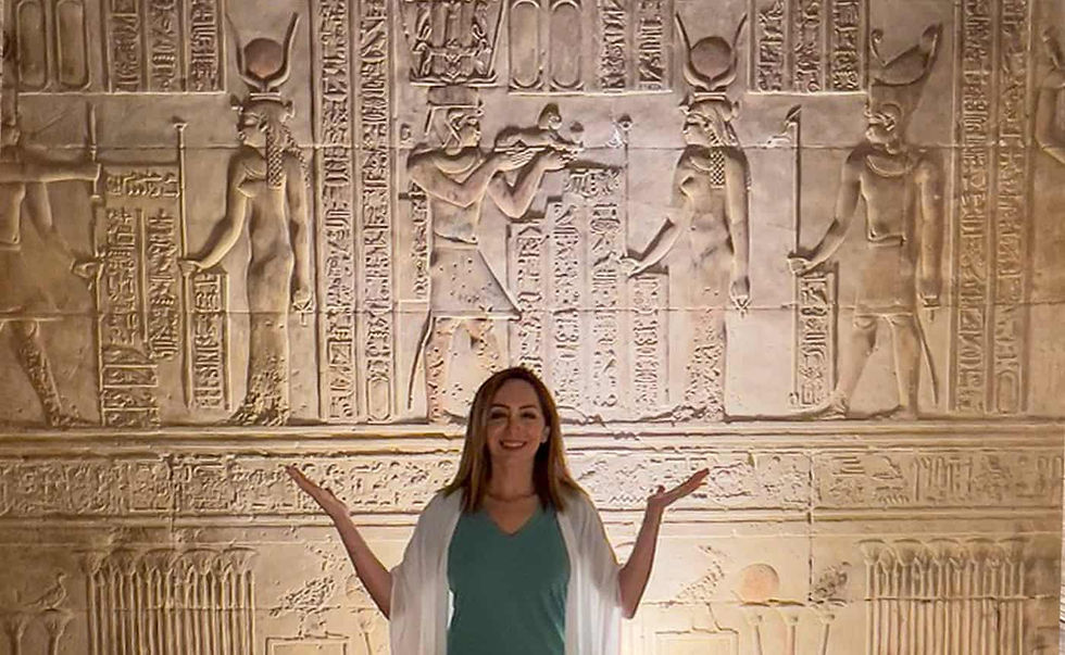 Isis and Osiris Pictures on the wall of the Dendera temple in Egypt.