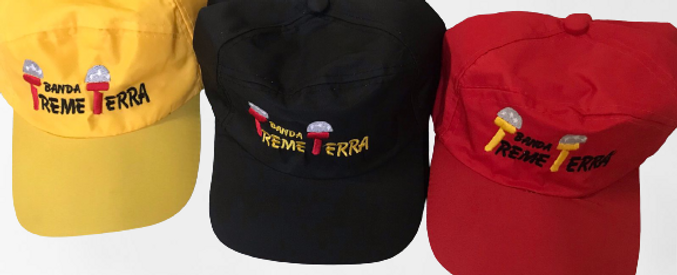 BONÉ BORDADO - Nas cores preto, amarelo e vermelho - as cores da banda (+ frete)