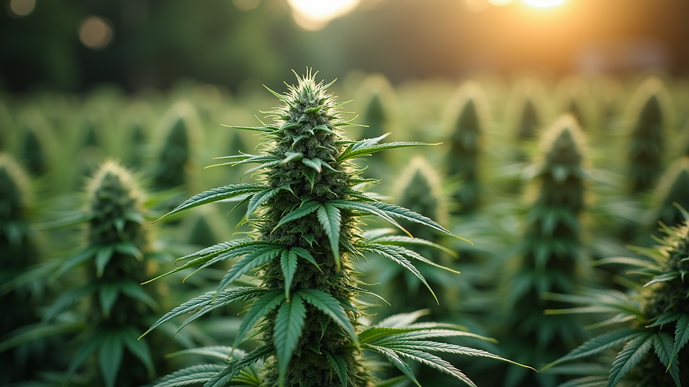 Close-up view of cannabis plants in a garden