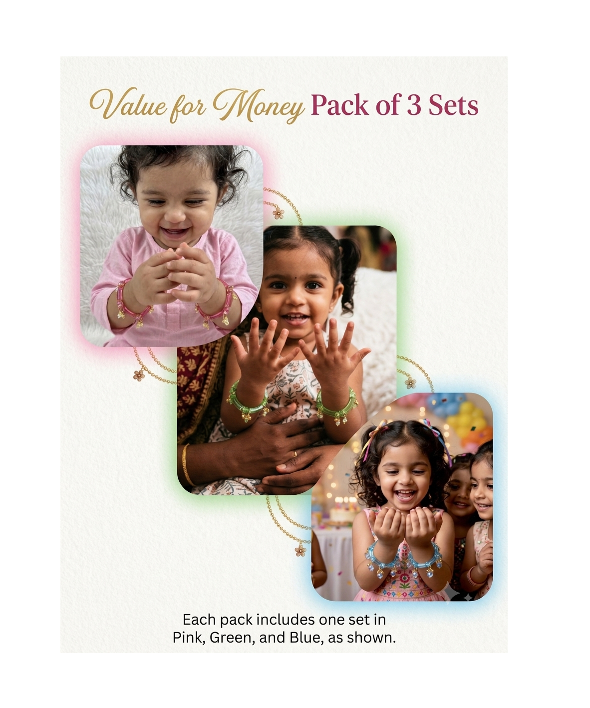baby bangles pack of 3 sets