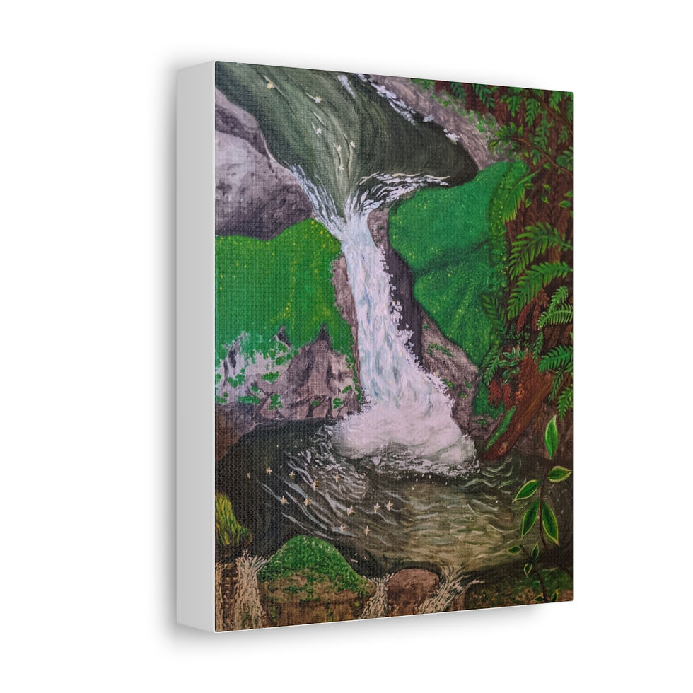 Thumbnail: Waterfall Wonderland Satin Canvas Print, Stretched