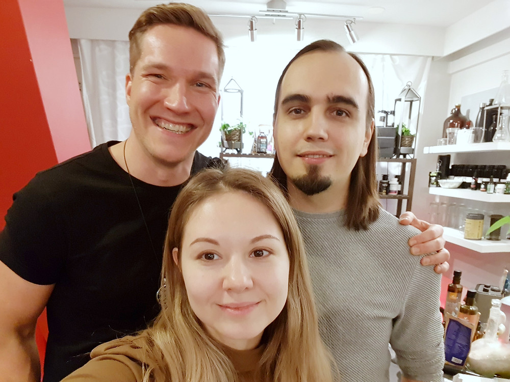 Olli Sovijärvi, Tatyana Parfenova, Eugene Pustoshkin at the Biohacker Center (Helsinki, Finland)