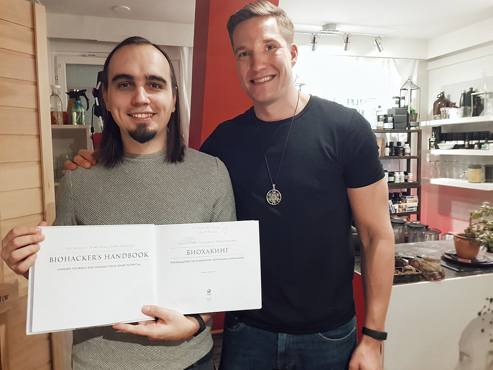 Eugene Pustoshkin & Olli Sovijärvi at the Biohacker Center in Helsinki, Finland