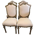 Carved wood and fabric, French antique, loveseat, vintage, linen, painted, distressed