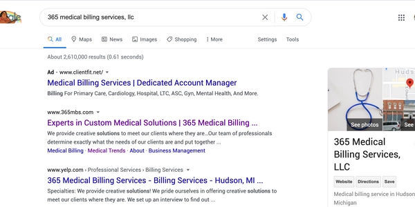 Google search results