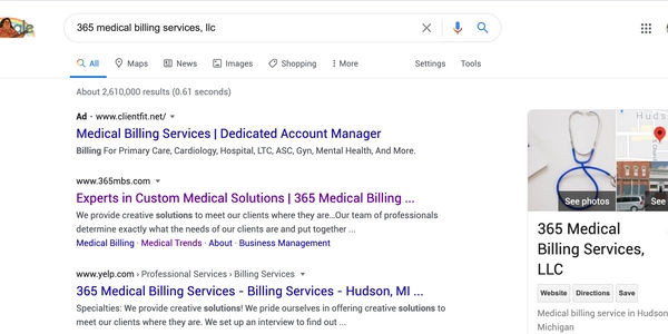 Google search results