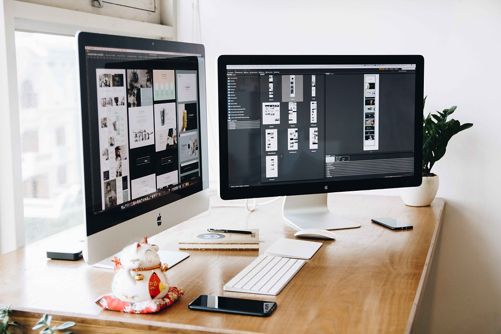 two computer screens