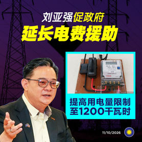 刘亚强促政府延长电费援助,提高用电量限制至1200千瓦时