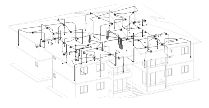 sistema elétrico de um projeto feito no revit