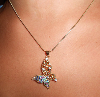 Multicolored Butterfly Necklace