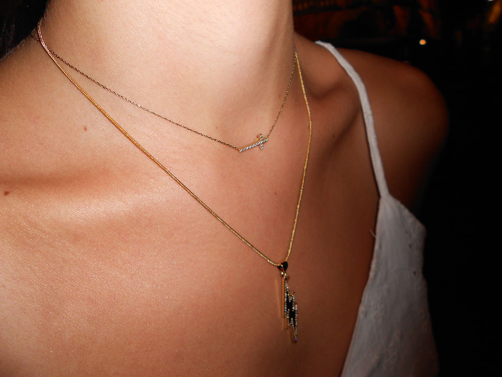 Thumbnail: Black & Gold Lightning Bolt Necklace
