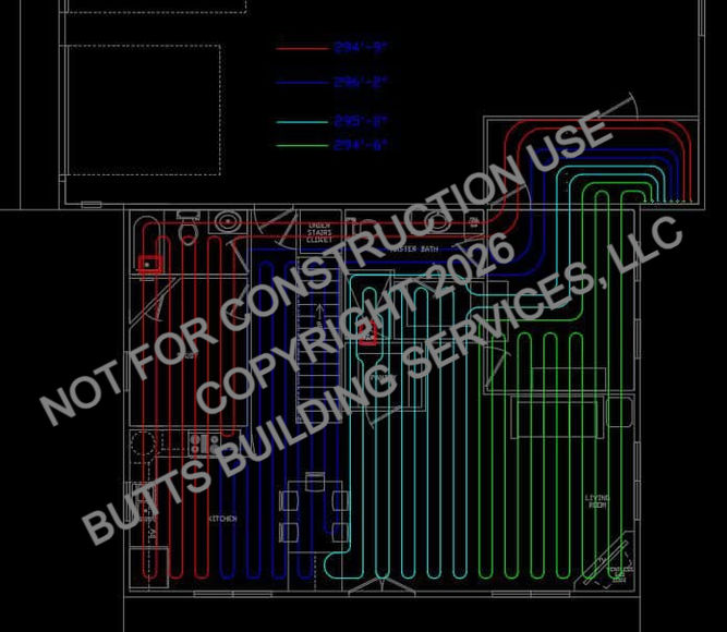 Hydronic radiant floor heating installation featuring radiant floor heating designs that provide energy-efficient comfort and consistent warmth throughout the home.