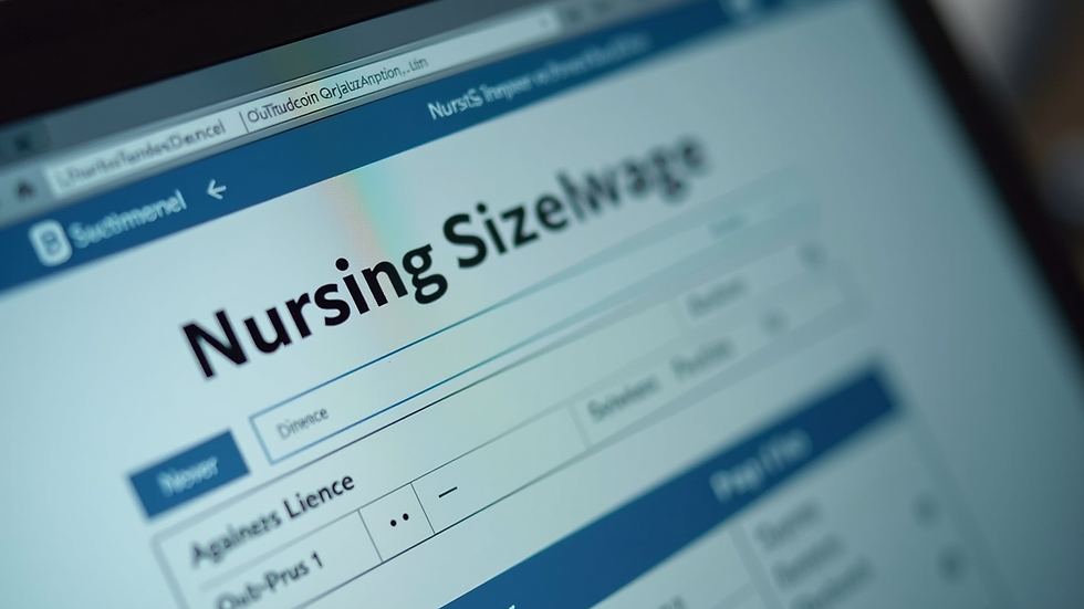 Close-up view of a computer screen showing a nursing license application form