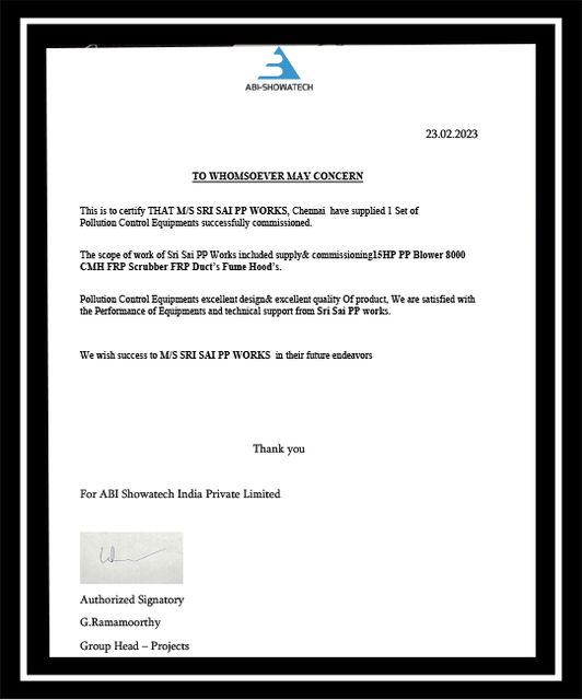 Management System Certificate ISO 9001 Electroplating Plant Sri Sai PP Works