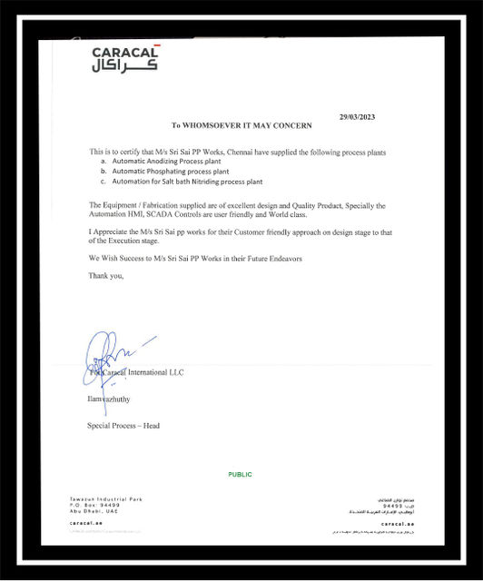 Management System Certificate ISO 9001 Electroplating Plant Sri Sai PP Works