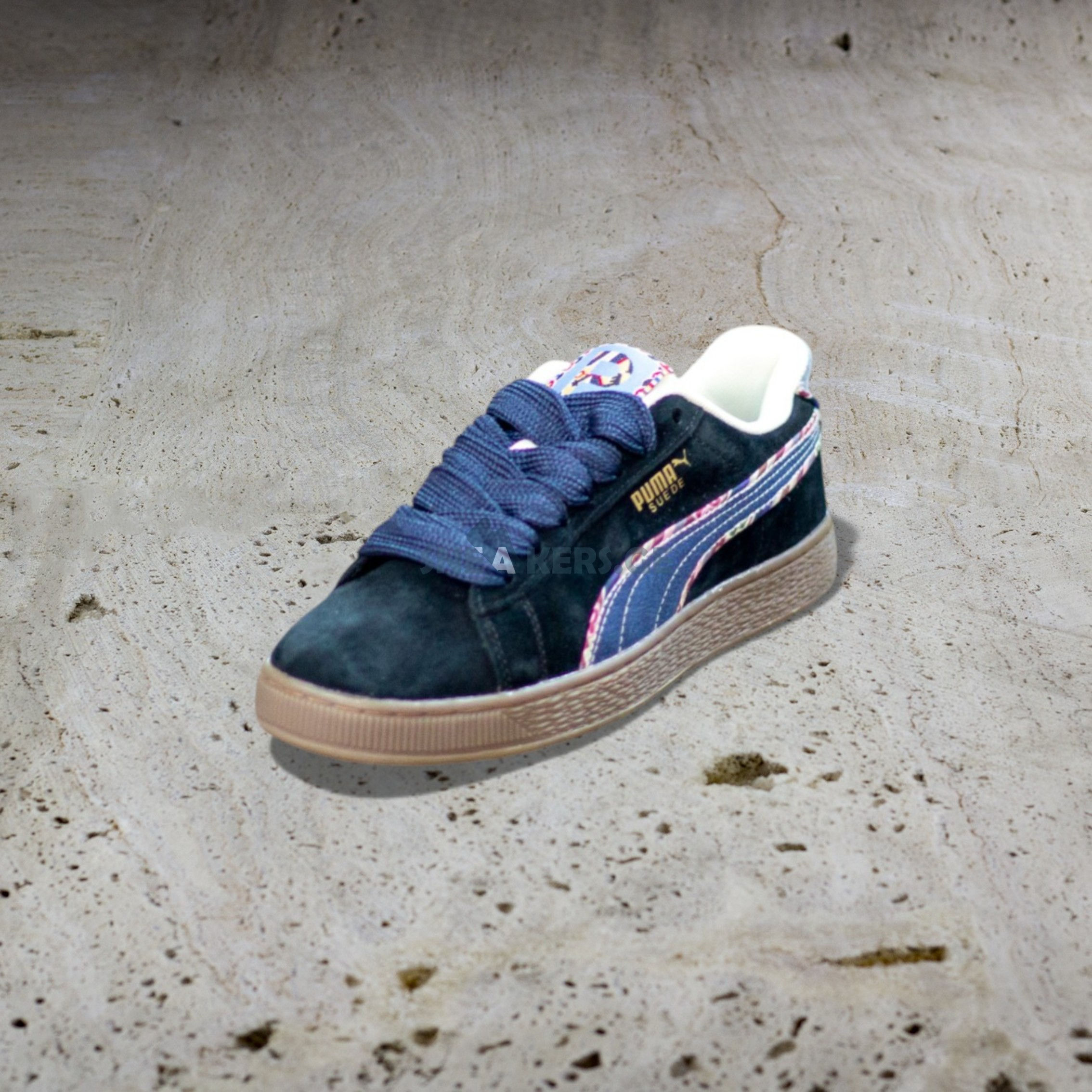 Puma Suede BZ EMB 'Black Navy Marzipan Light Blue'