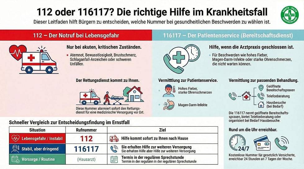 Nahaufnahme eines Telefonhörers mit der Nummer 112 auf dem Display