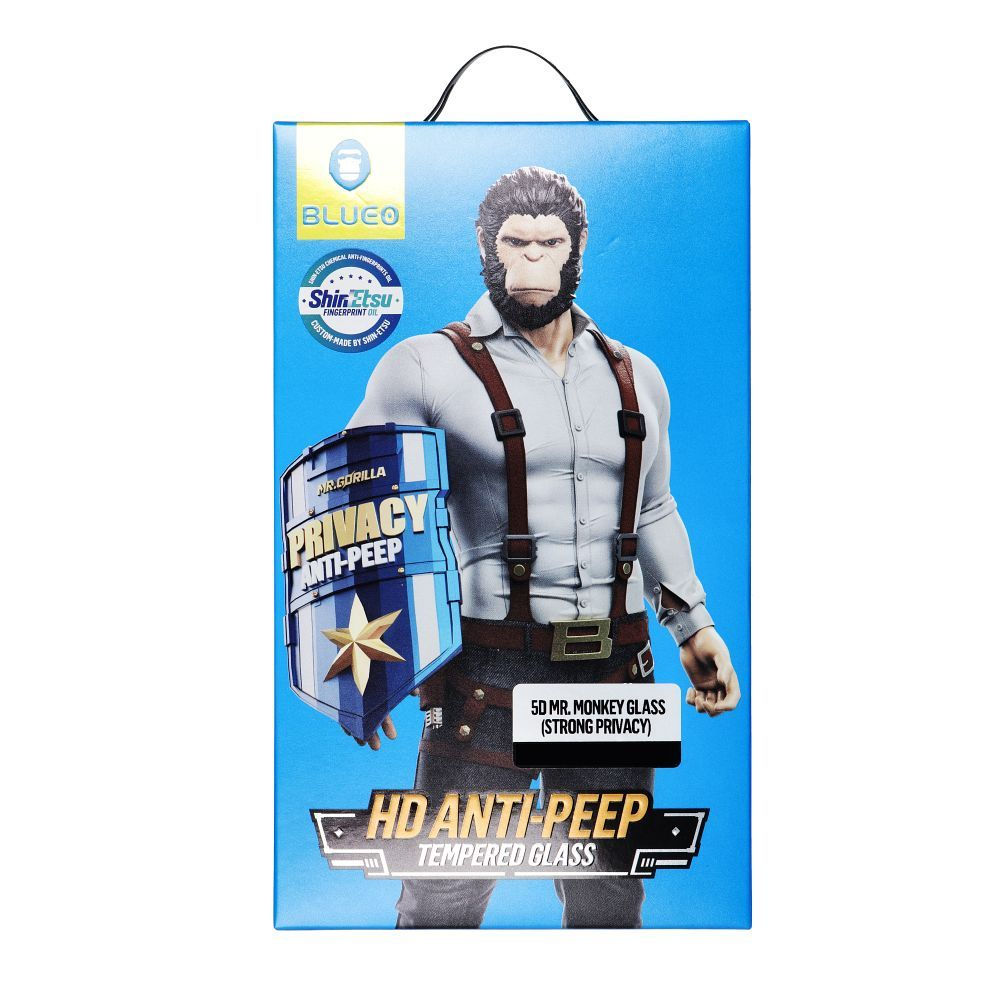 5D Mr. Monkey Glass - Apple iPhone 13 Pro Max / 14 Plus fekete (Privacy)