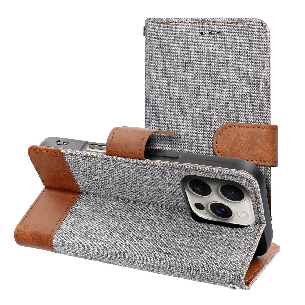 Jeans Book Case iPhone 17 tok, szürke