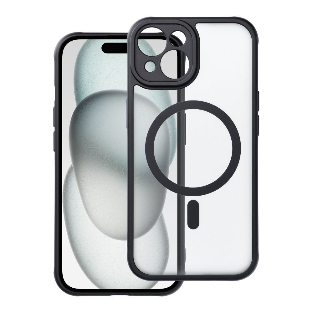 Full Matte Mag Cover Case iPhone 15 MagSafe tok, fekete
