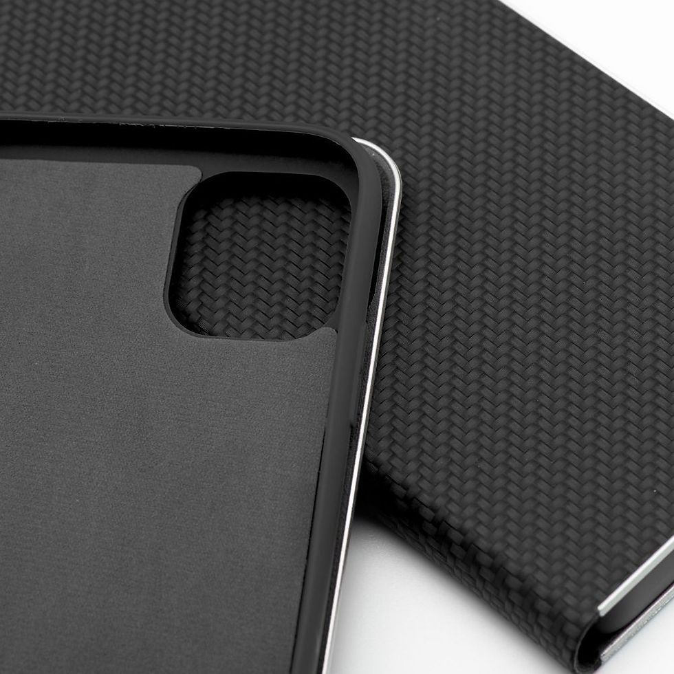 Indexkép: Luna Book Carbon Case iPhone 12 / 12 Pro tok, fekete