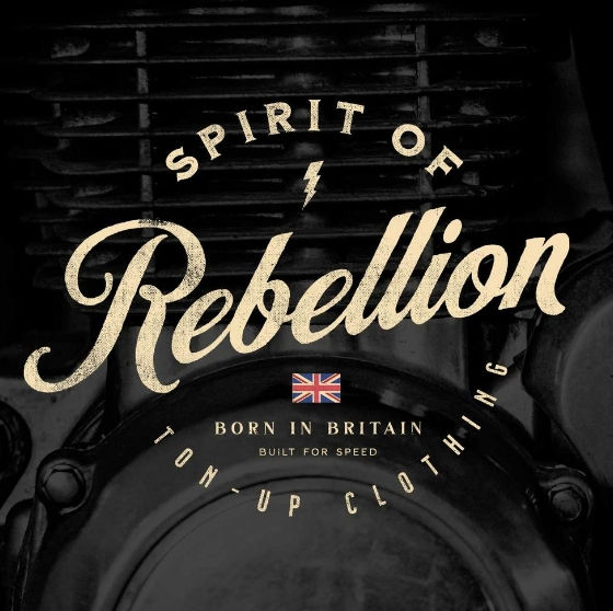Ton-Up Spirit of Rebellion Men's Black Tee Front Design