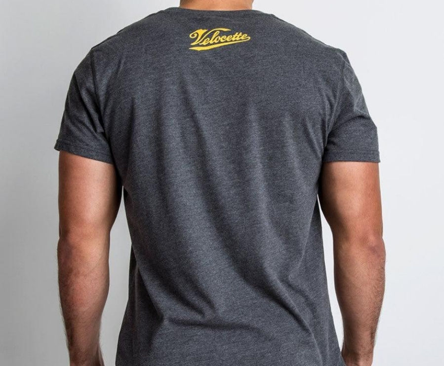 Thumbnail: Red Torpedo Velocette Blighty Men's Anthracite Tee Back Design