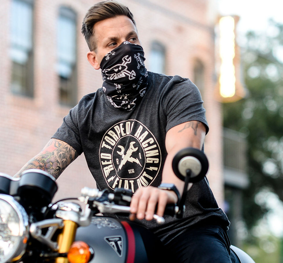 Made in USA Red Torpedo RT Racing Men's Charcoal Tee Front Design