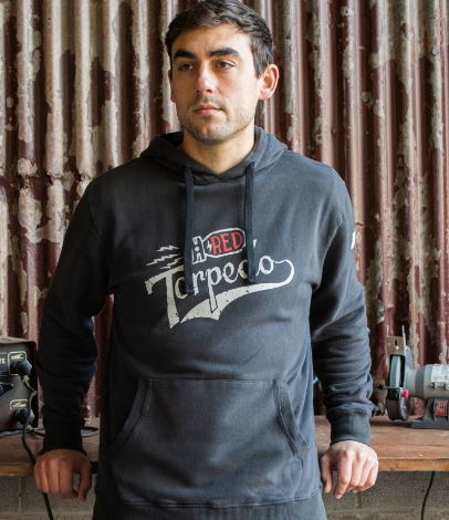 Thumbnail: Red Torpedo Torpedo Men's Black Pullover Hoodie Front Design