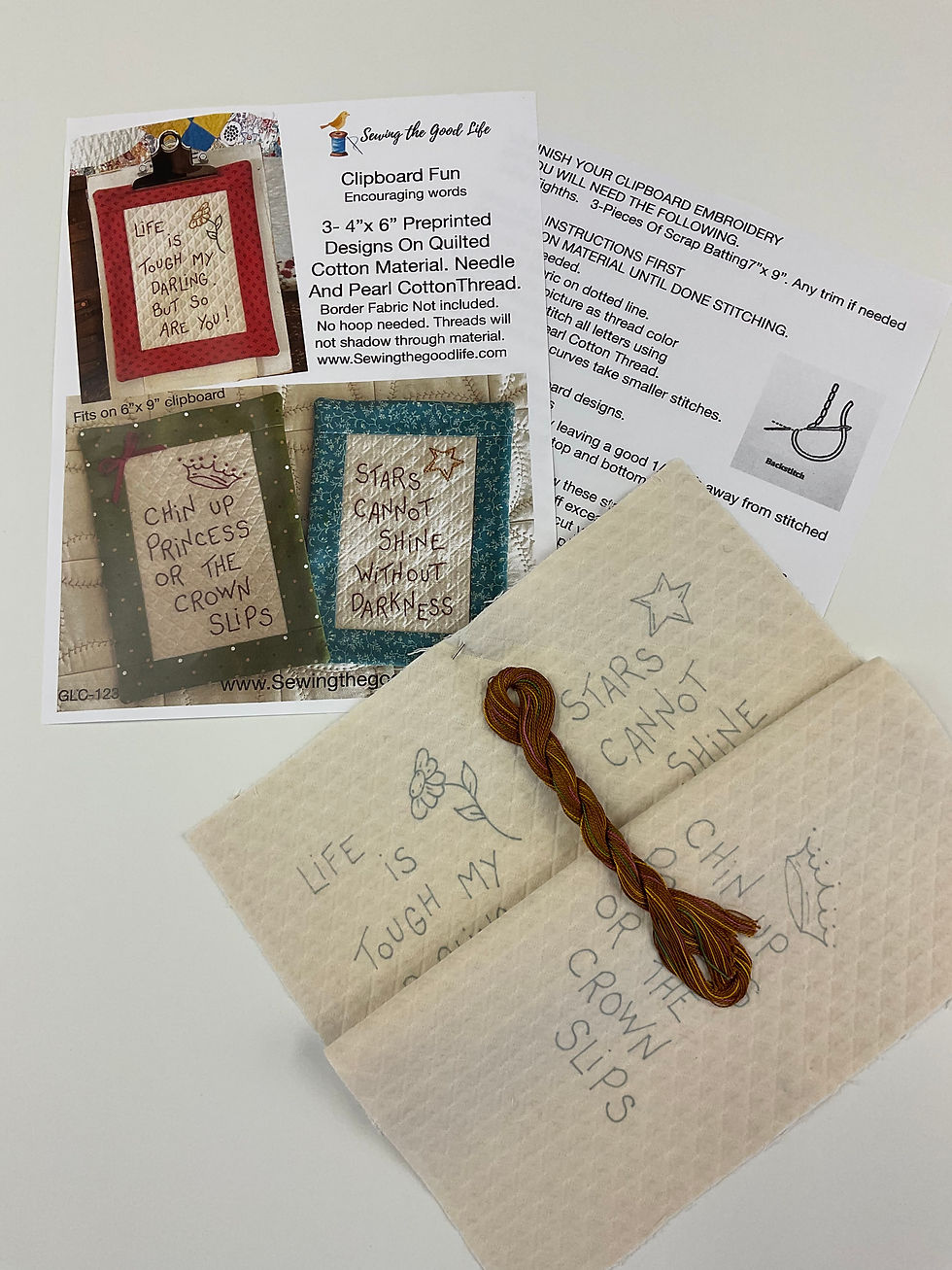 Thumbnail: Clipboard Fun Encouraging Words Embroidery Kit
