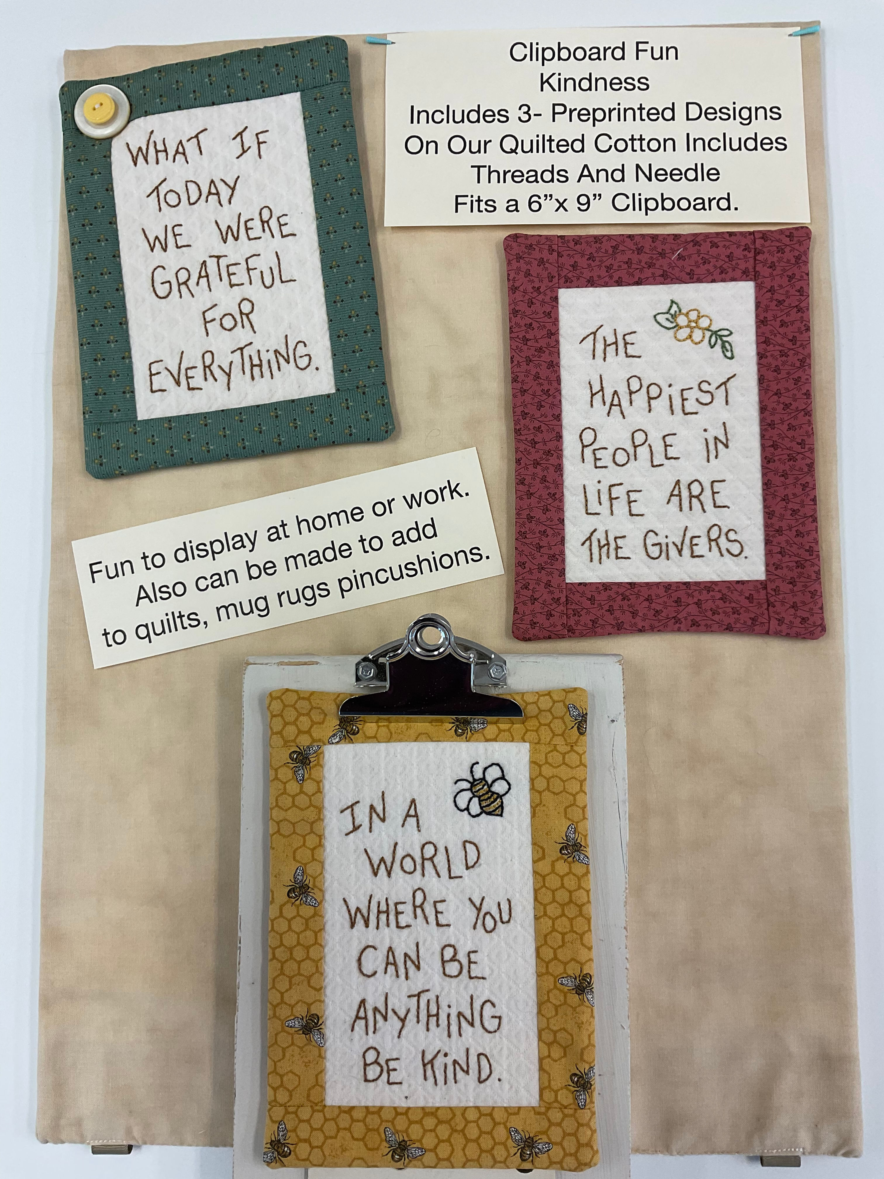Clipboard Fun Kindness Embroidery Kit