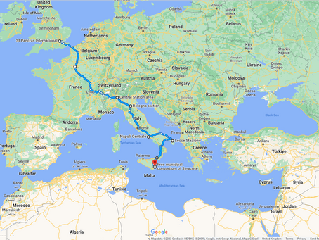 London to Siracusa By Train - Summer 2023 
