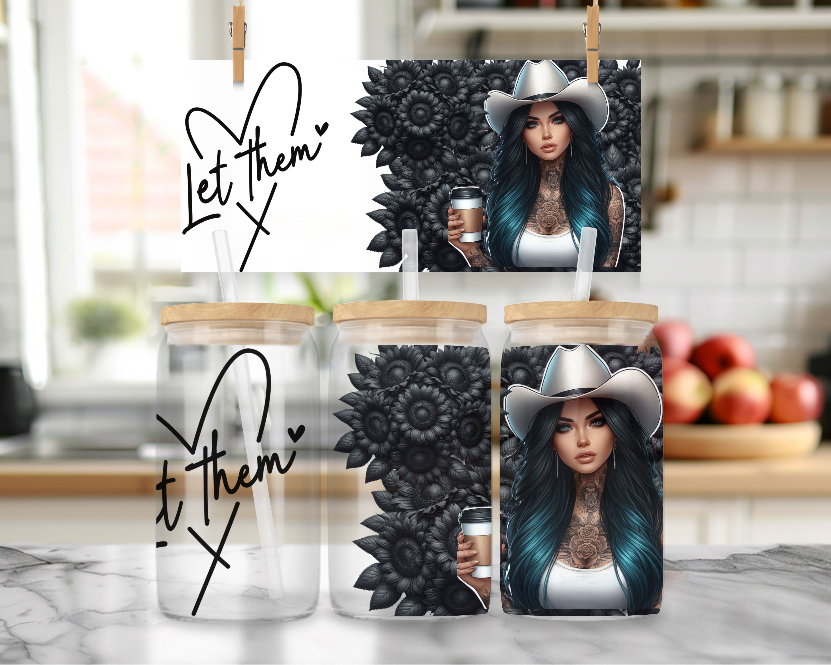 Let Them UV DTF Wrap for 16oz cup