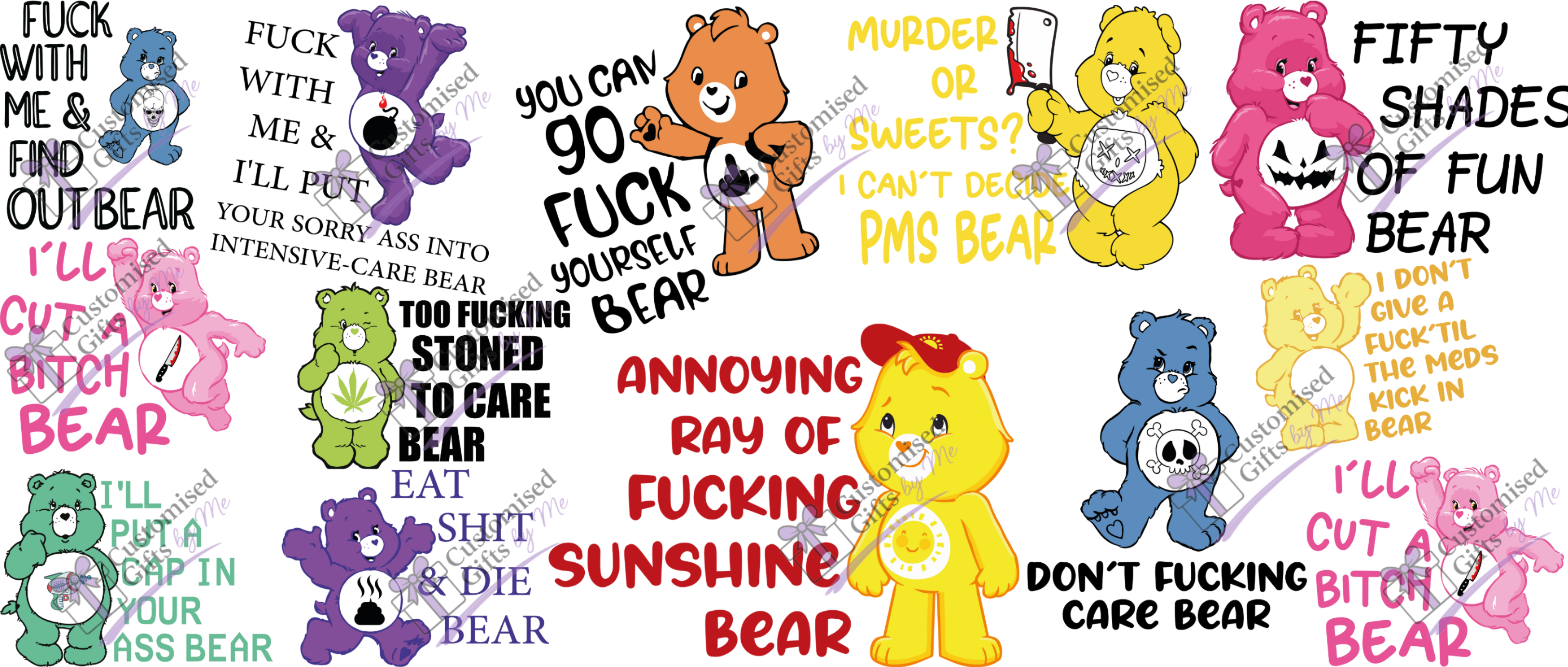 Swear Bears 2 Uv Dtf 16 oz Cups