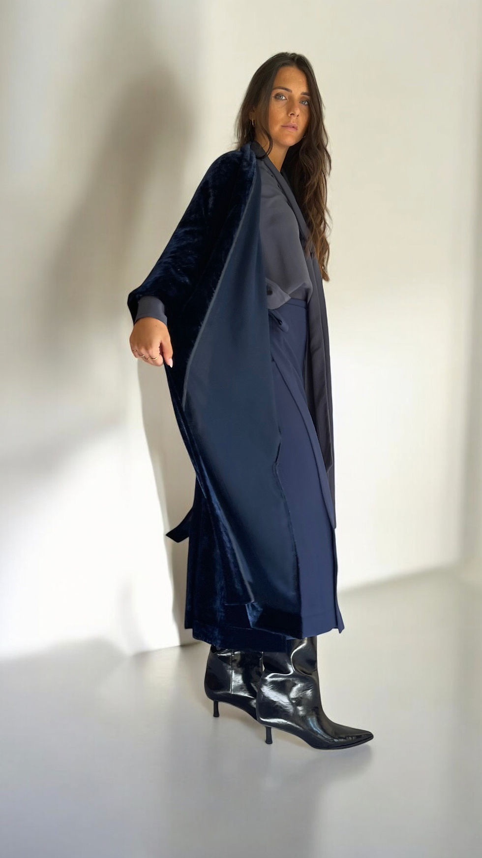 Miniature : Kimono Lungo Velluto Blu