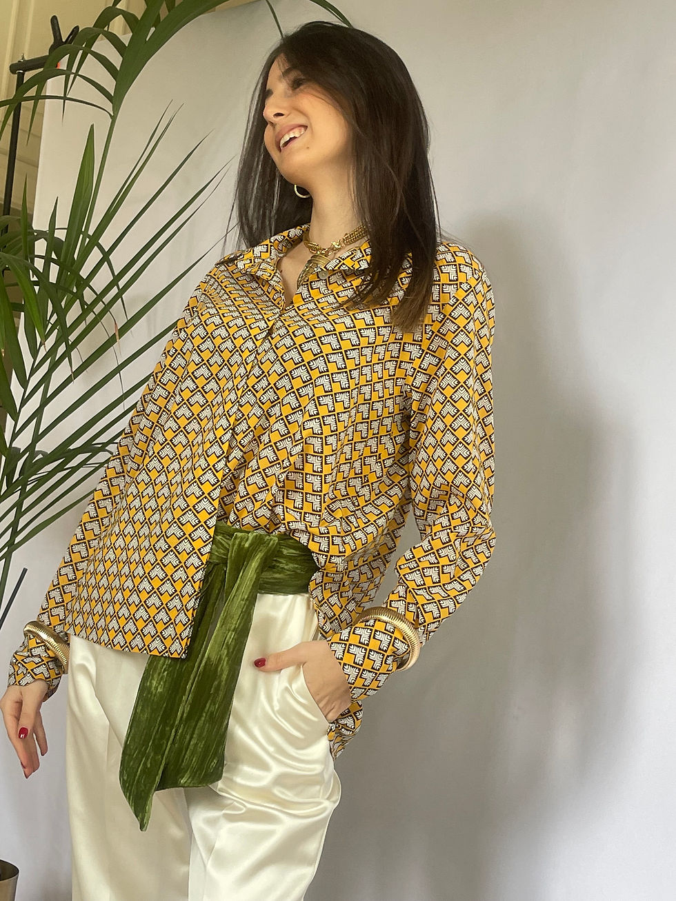 Miniature : Chemise Blanche à Motifs Jaune