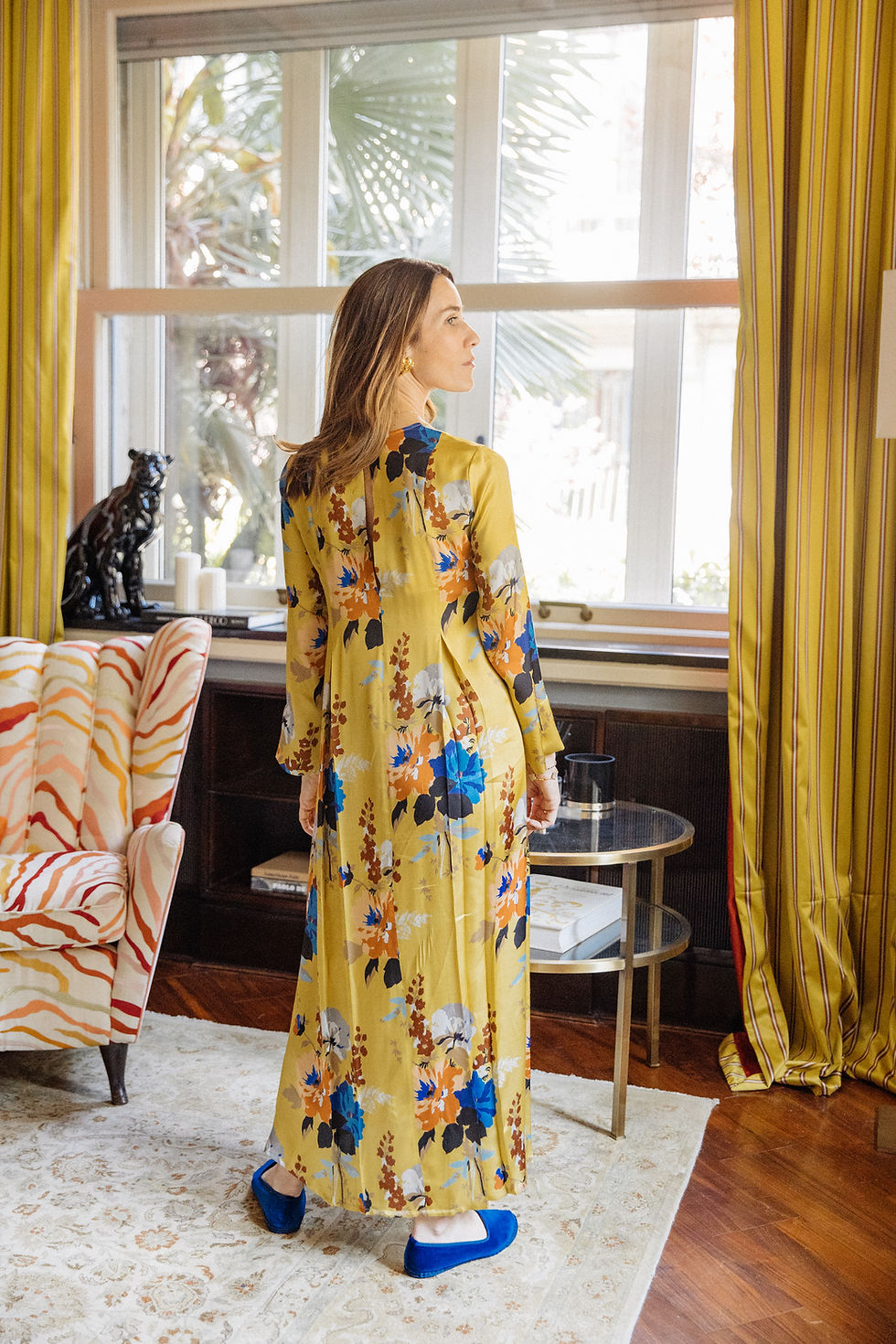 Miniature : Nina Long Dress Fiori fondo Giallo