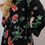 Miniatura: Thelma Dress Nero Fiori Fucsia