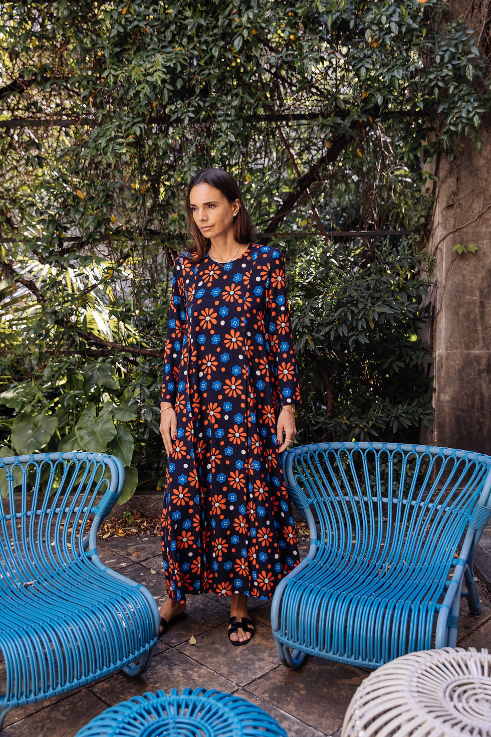 Thumbnail: Nina Long Dress Fiori Rossi