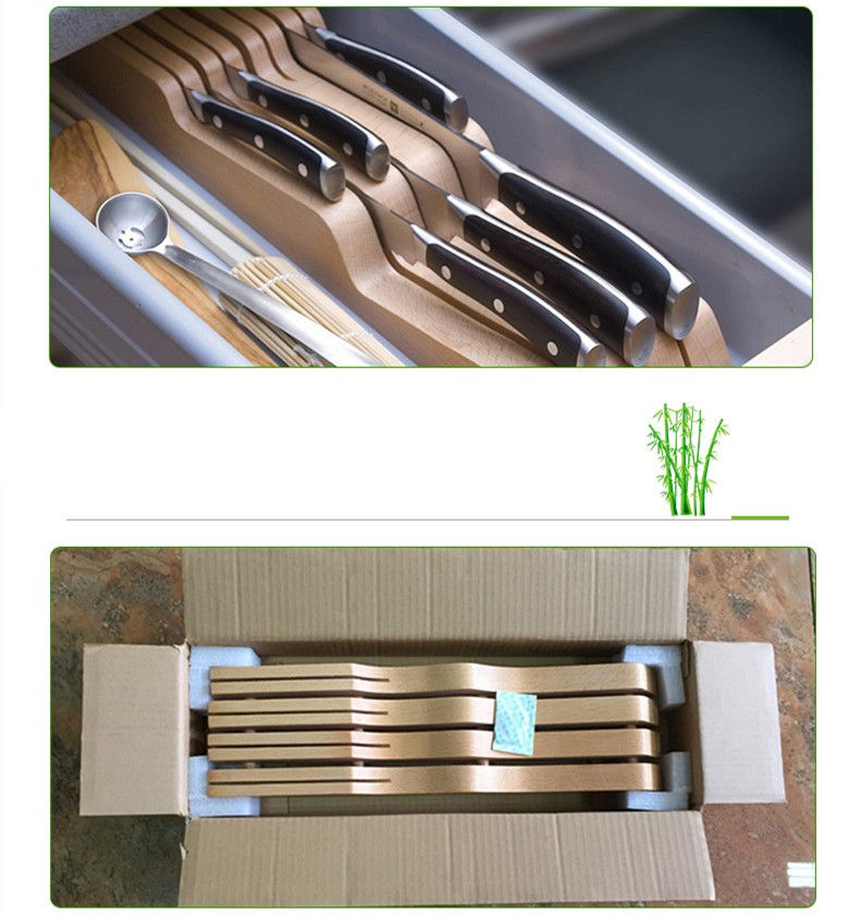 Beechwood Knife Organizer Drawer