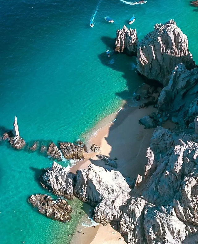 Aerial view of Cabo Pulmo's shores in Mexico. 