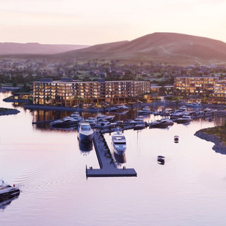 Costa Palmas hotel in La Ribera, Mexico seen from the marina.