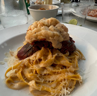 Pasta with lobster from The Kitchen in Cabo San Lucas, Mexico.