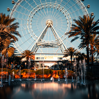 Ferris wheel in Orlando, Florida at sunset.